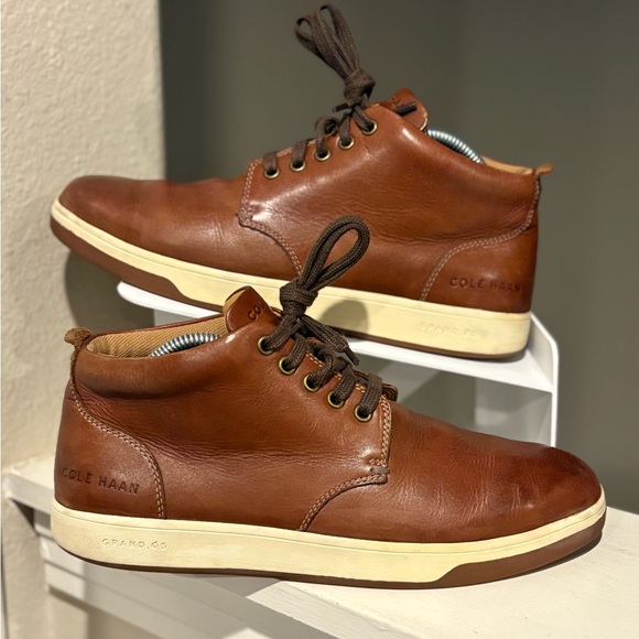 Cole Haan C32238 Size 8.5 Vartan Grand OS Shoes Mens Brown Midcut Sneakers Boot - Picture 1 of 10